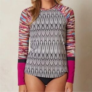 PrAna Swimsuit Aztec Multi Color Womens Rash Guard Size Small